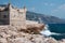 Castle at sea. Menton, Mediterranean Sea