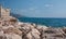 Castle at sea. Menton, Mediterranean Sea Panorama