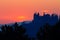 Castle silhouette at sundown