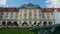 Castle Square in the Old Town of polish capital. View of the garden near the Royal castle in Warsaw. King Palace park