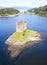 Castle stalker at Port Appin in Argyll and Bute Highlands Scotland aerial birdseye view from above