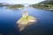 Castle stalker at Port Appin in Argyll and Bute Highlands Scotland aerial birdseye view from above