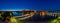 Castle on top of hill at night, aerial view of Ptuj, Slovenia in dusk