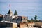 Castle with tower seen from Esplanade Montbenon in Lausanne