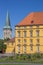 Castle and the tower of St. Katharinen church in Osnabruck