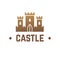 Castle vector logo design. Knights fortress with towers business emblem