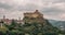 The castle and the village of Bardi in a cloudy day