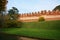 Castle walls against blue sky, famous in Castelfranco Veneto, Italy, Europe