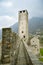 Castle walls with tall tower in Castelgrande castle in Bellinzona