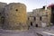 Castle walls in the village of Mesta in Chios Island, Greece