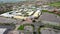 Castleford, UK: 23rd April 2020: Aerial footage of the Xscape andJunction 32 shopping outlet and large empty car park due to the