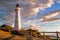 Castlepoint lighthouse, beautiful sunrise colours. New Zealand