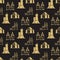 Castles, fortress, bastions seamless pattern