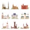 Castles and fortresses set. Flat cartoon style vector illustrations collection.