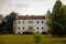 Castolovice, Eastern Bohemia, Czech Republic, 11 September 2021: renaissance castle with tower at sunny day, courtyard with