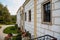 Castolovice, Eastern Bohemia, Czech Republic, 11 September 2021: renaissance castle with tower at sunny day, courtyard with