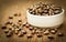 Castor beans in a ceramic bowl