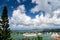 Castries, st.lucia - November 26, 2015: Summer vacation on tropical island. Ships in sea port on mountain landscape. Sea port and