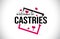 Castries Welcome To Word Text with Handwritten Font and Red Hearts Square