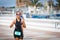 CASTRO URDIALES, SPAIN - SEPTEMBER 17: Unidentified triathlete woman in the running competition celebrated in the triathlon of Cas