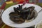 Casual dish of fresh steamed mussels