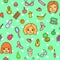 Casual fashion seamless pattern with everyday girl stuff