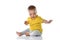 Casual little baby boy playing on floor portrait