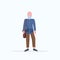 Casual mature man standing pose smiling senior gray hair person wearing trendy clothes male cartoon character full