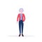 Casual mature woman standing pose smiling senior lady wearing trendy clothes female cartoon character full length flat