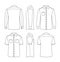 Casual mens blank outline shirts template. Shirt technical sewing pattern drawing.