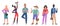 Casual people flat vector illustration set, cartoon various standing characters collection of senior man, athlete yogist