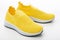 casual shoes, summer yellow sneakers made of fabric