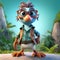 Casual Stylized Cartoon Archaeopteryx: 3d Game Character Design