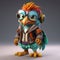 Casual Stylized Cartoon Bird 3d Game Character With Headphones