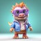 Casual Stylized Cartoon Stegosaurus: 3d Game Character With Glasses