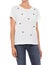 Casual white top for womenâ€™s paired with black pant and white background