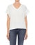 Casual white top for womenâ€™s paired with black pant and white background