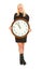 Casual: Woman Holding Clock While Midnight Nears