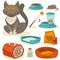 Cat accessories set. Pet supplies