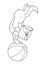 Cat acrobat on the ball coloring page