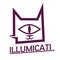 cat all seeing one eye animal logo. Illuminati concept symbol cartoon