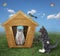 Cat ashen doctor in wooden house 2