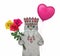 Cat ashen with roses wears crown