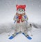 Cat ashen skier in scarf and hat in mountains 2