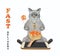 Cat ashen takes sushi from phone