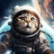 Cat Astronaut, cat in the space wearing space suit and helmet close up view, Cat Wallpaper. AI Generated image