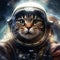 Cat Astronaut close up view, cat in the space suit, Cat in the space galaxy fictional Wallpaper. AI Generated