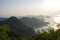 Cat Ba town from viewpoint in cannon fort in sunset, Halong Bay