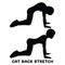 Cat back stretch. Backward camel stretch. Sport exersice. Silhouettes of woman doing exercise. Workout, training