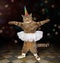 Cat ballet dancer with a horn